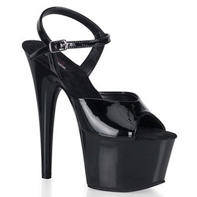 ADORE 709 MG sandalo in vernice con plateau 7cm - total black - tacco 17cm - nr 41